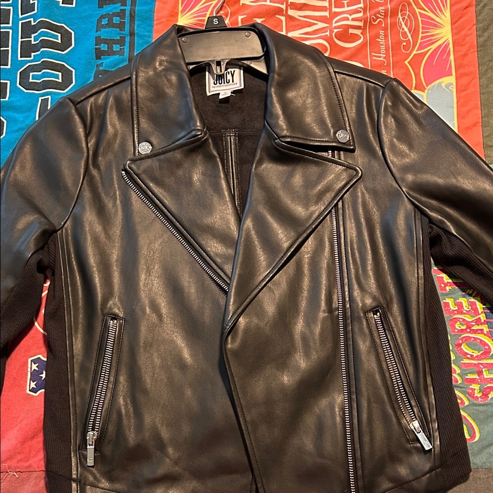 Juicy Couture Black Leather Moto Jacket